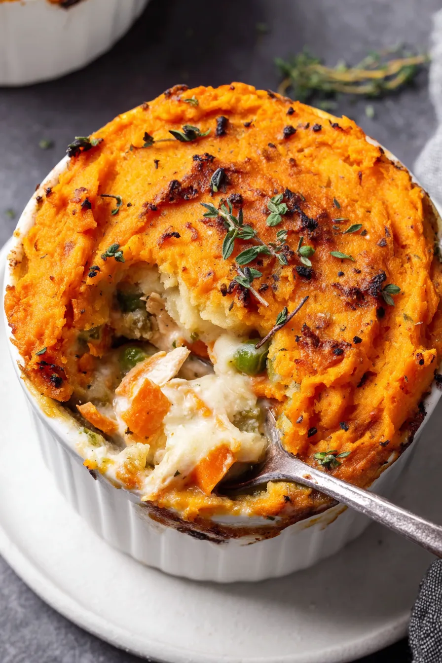 Turkey mashed potato pot pie ready to bake