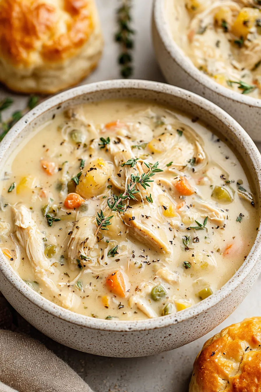 Slow cooker with creamy chicken and vegetables