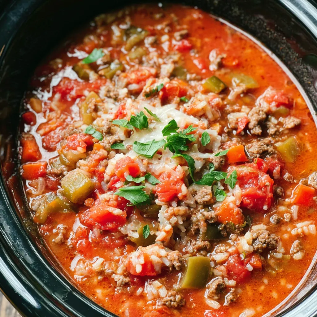 Slow Cooker Stuffed Pepper Soup