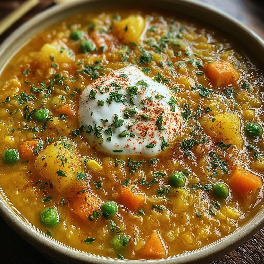 Classic Creamy Pea Soup with Sour Cream Swirl