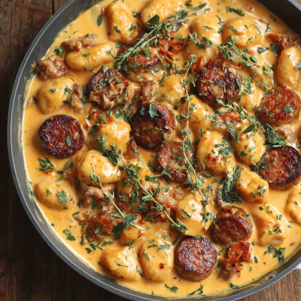 Creamy Butternut Squash Gnocchi with Sausage, Thyme, and Sage
