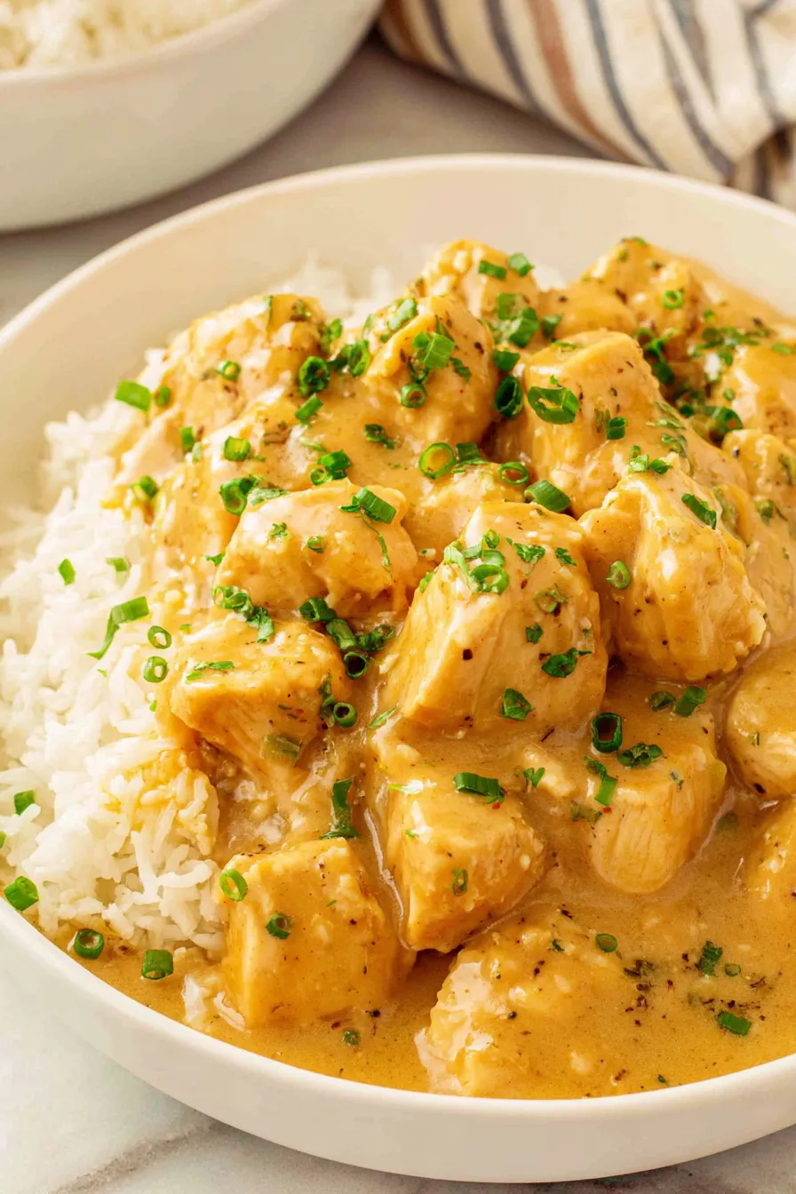 Slow cooker pot with chicken and creamy gravy