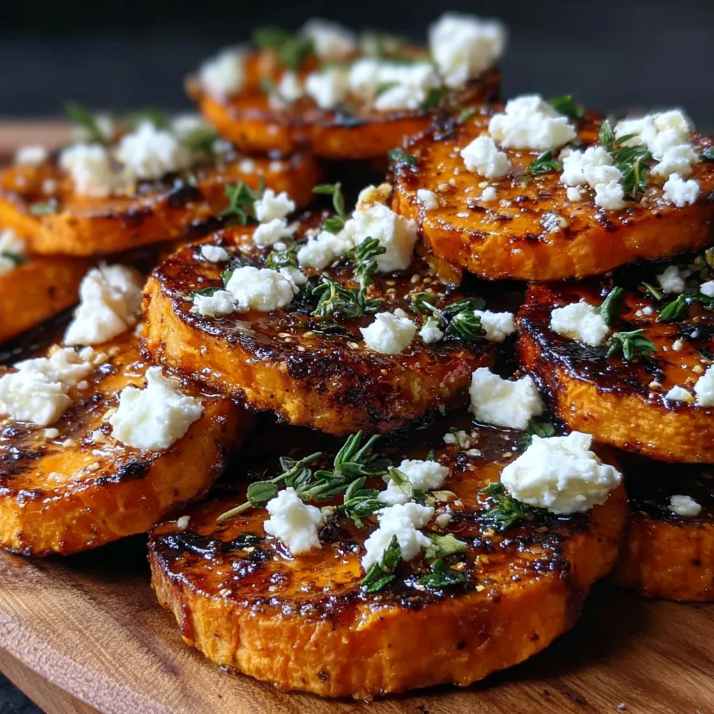 Roasted Sweet Potato Rounds with Honey and Feta