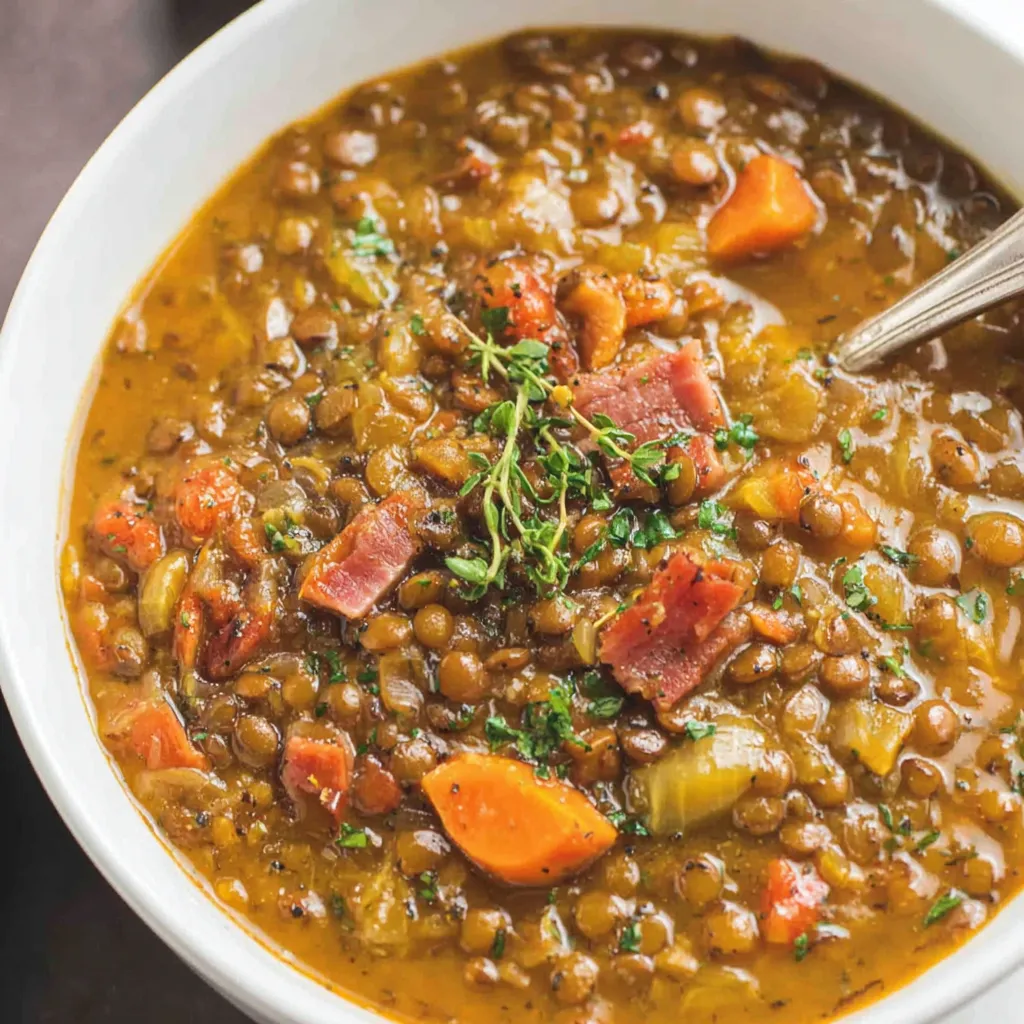 Hearty Lentil Soup with Ham