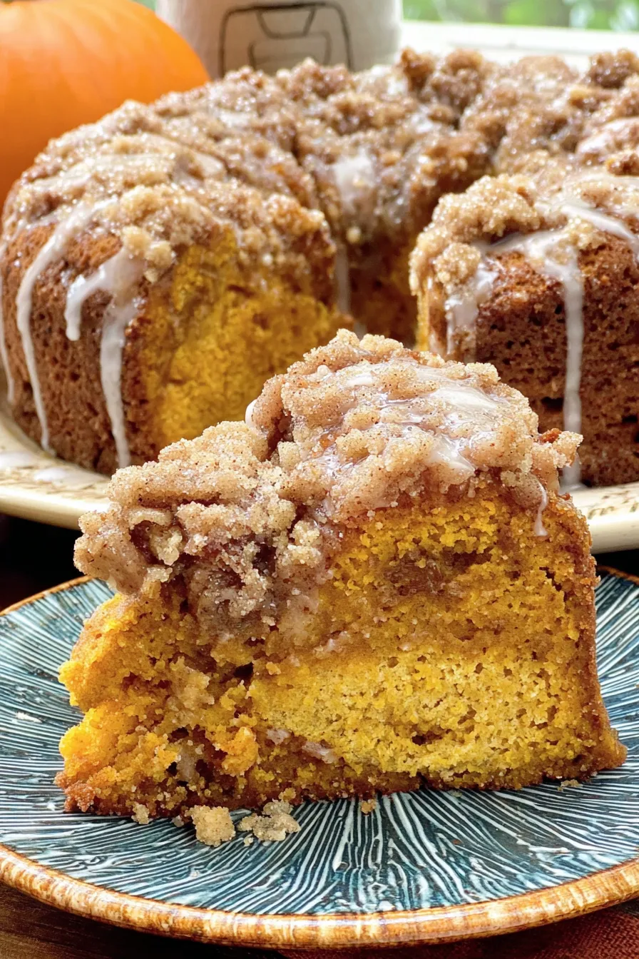 Sourdough pumpkin coffee cake with streusel in an 8x8 pan