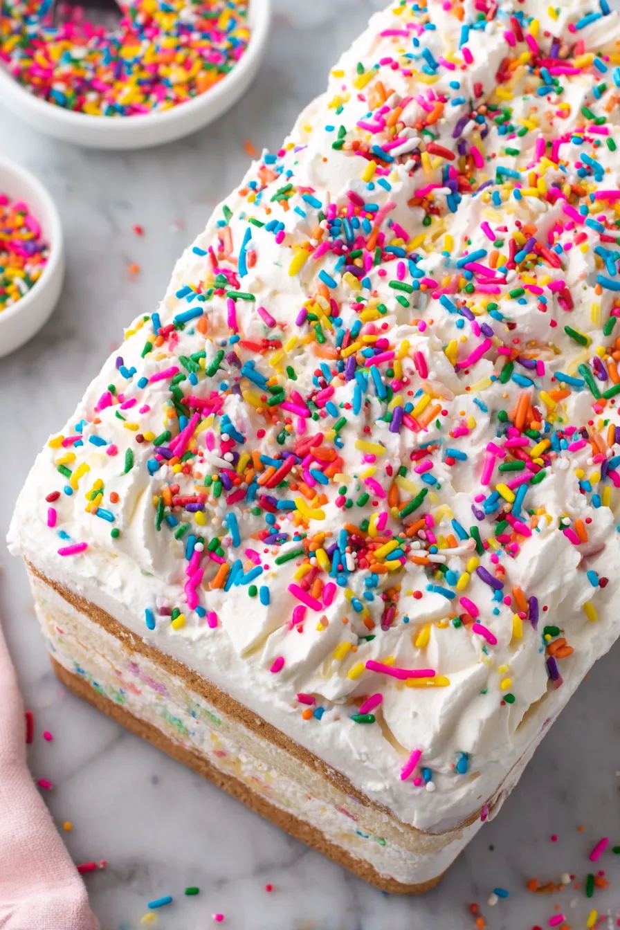 Funfetti icebox cake in springform pan