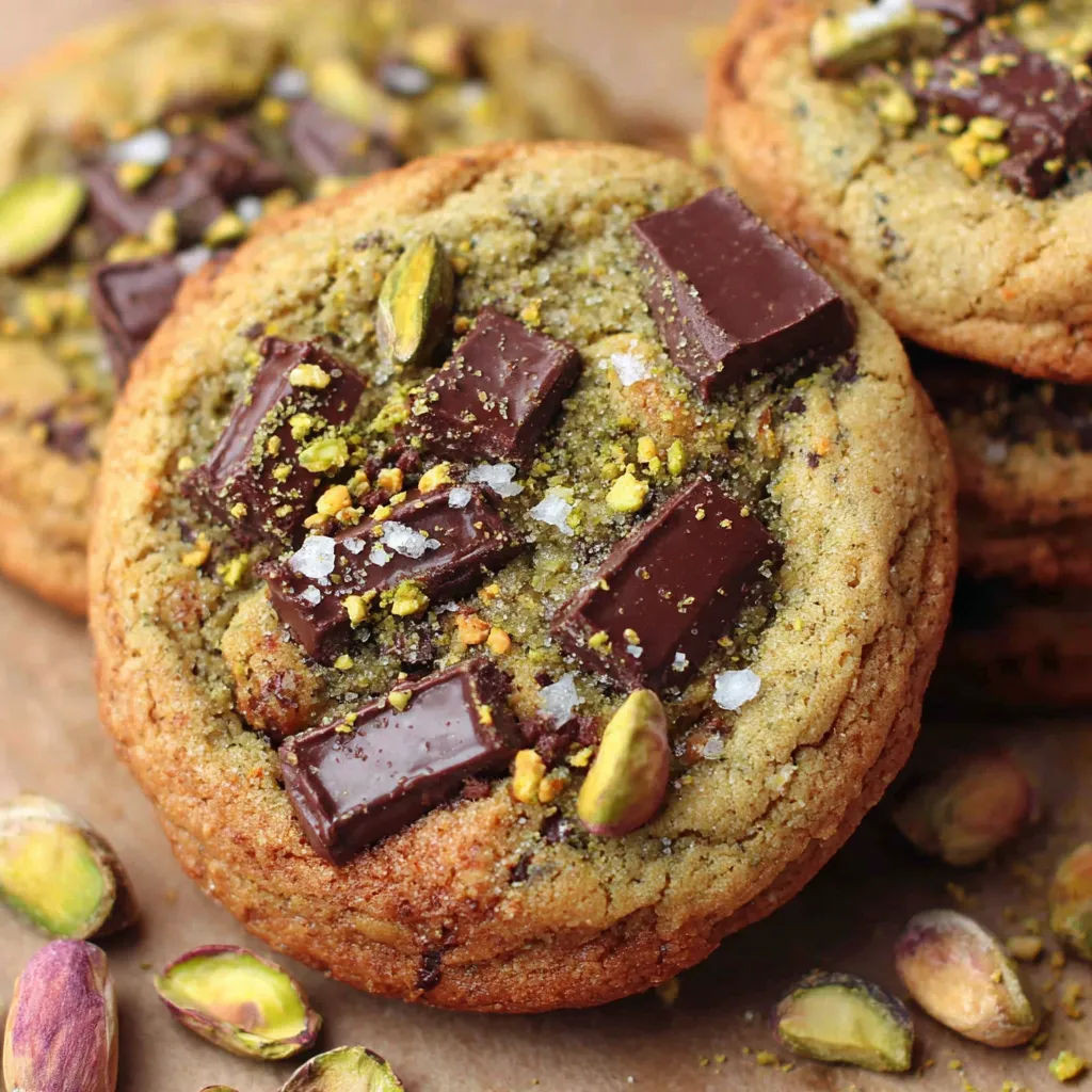 Salted Pistachio Chocolate Chunk Cookies