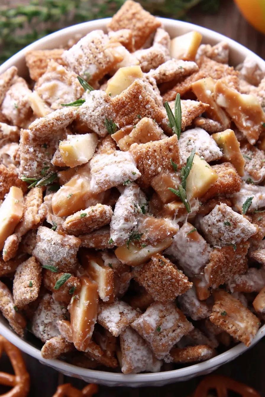 Finished caramel apple clusters on a tray