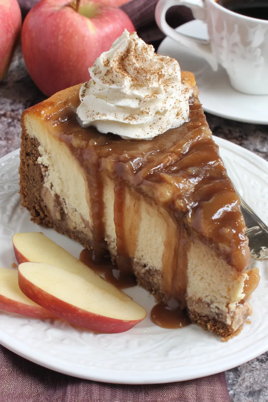 Apple butter cheesecake freshly baked on a cooling rack