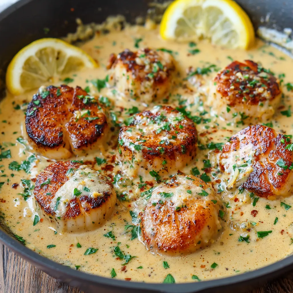 Seared Scallops in a Cajun Mustard Cream Sauce