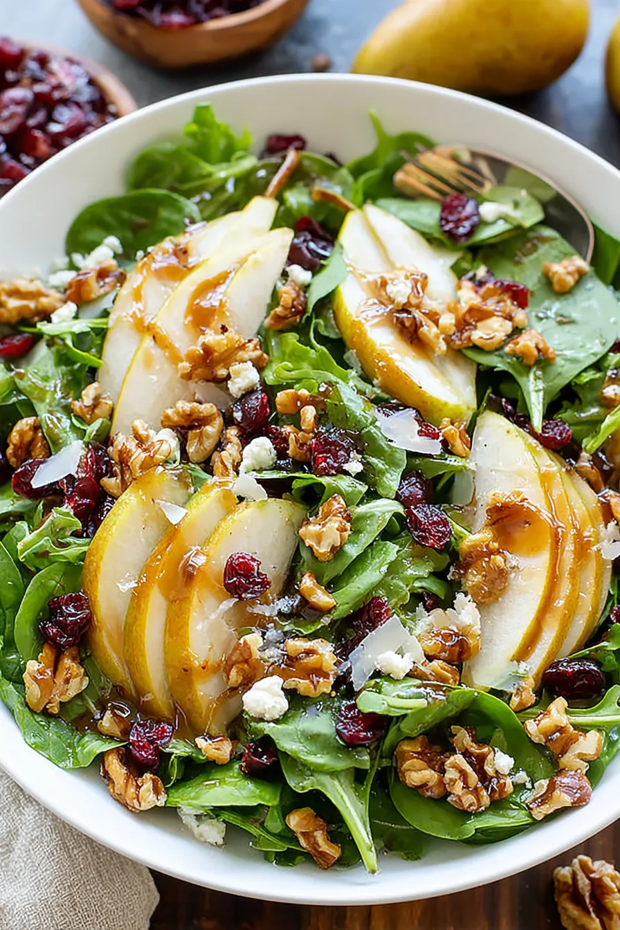 Autumn Pear Salad with candied walnuts and shaved Parmesan