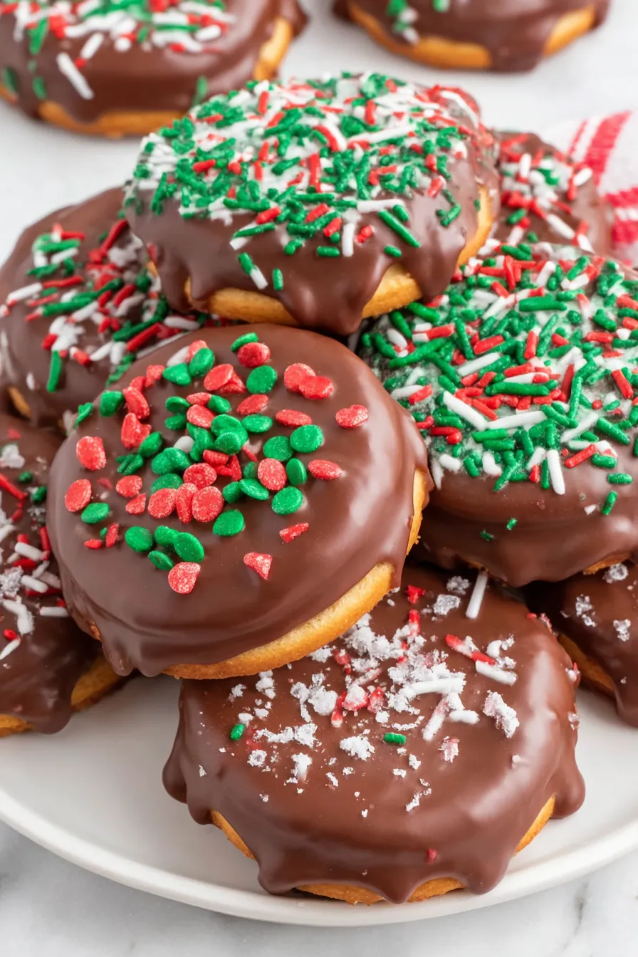 Assorted Ritz cracker cookies with mint chocolate and toppings