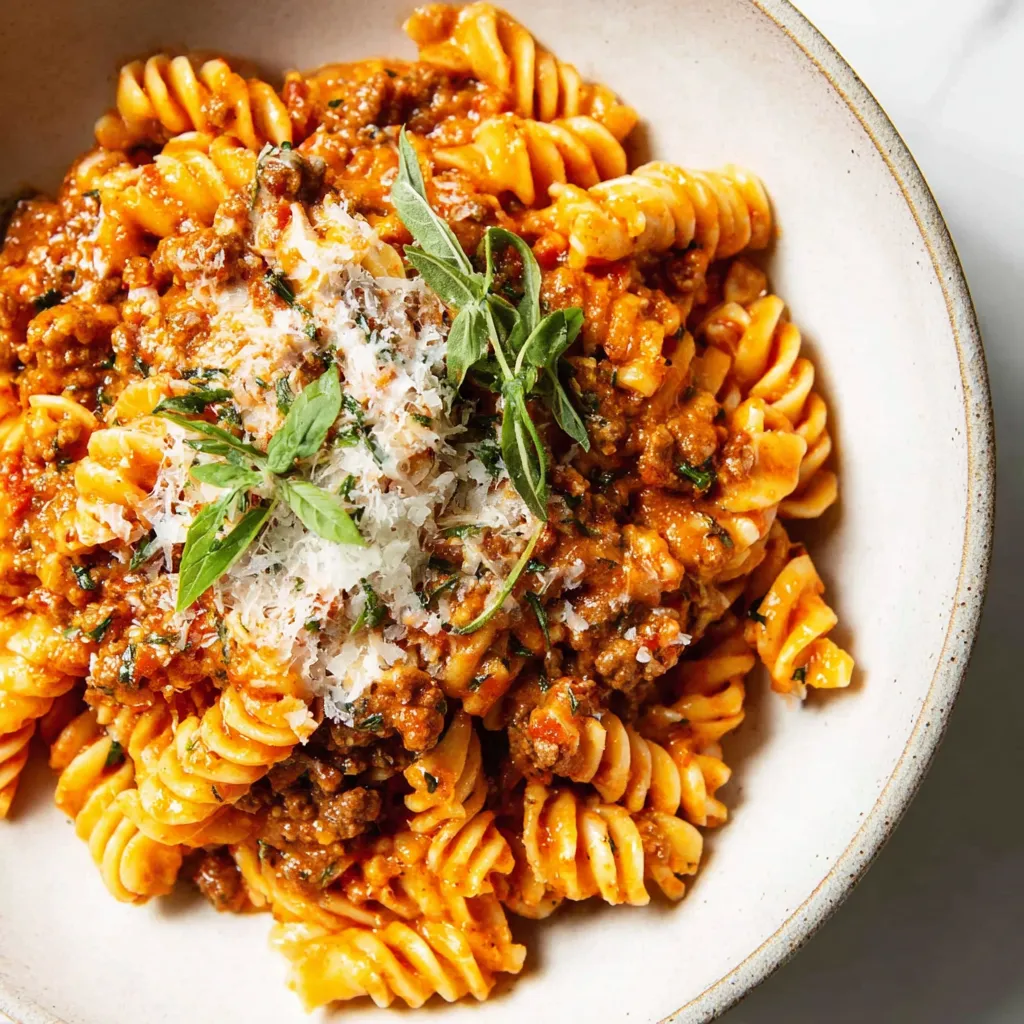 One-Pot Rotini with Beef and Tomato