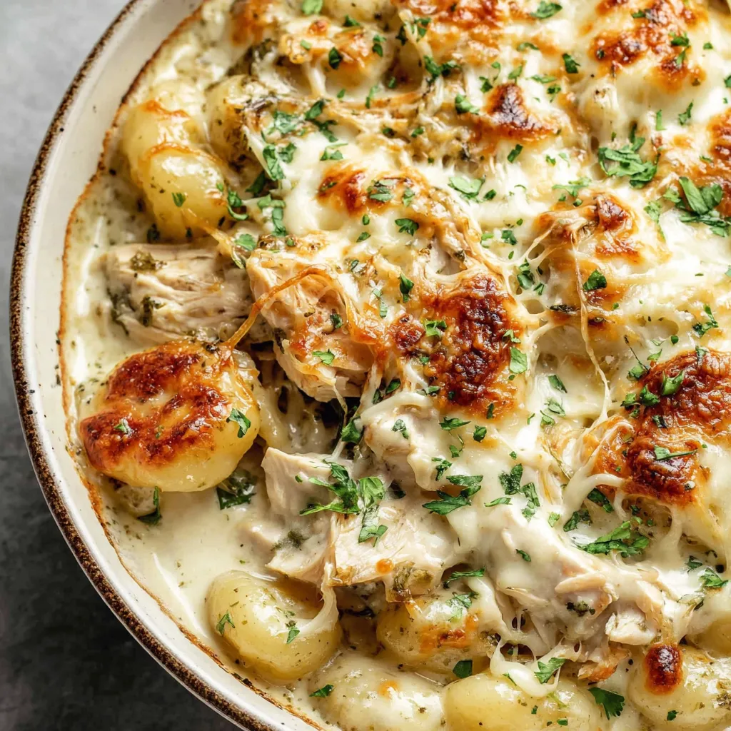 Pesto Chicken Gnocchi Bake