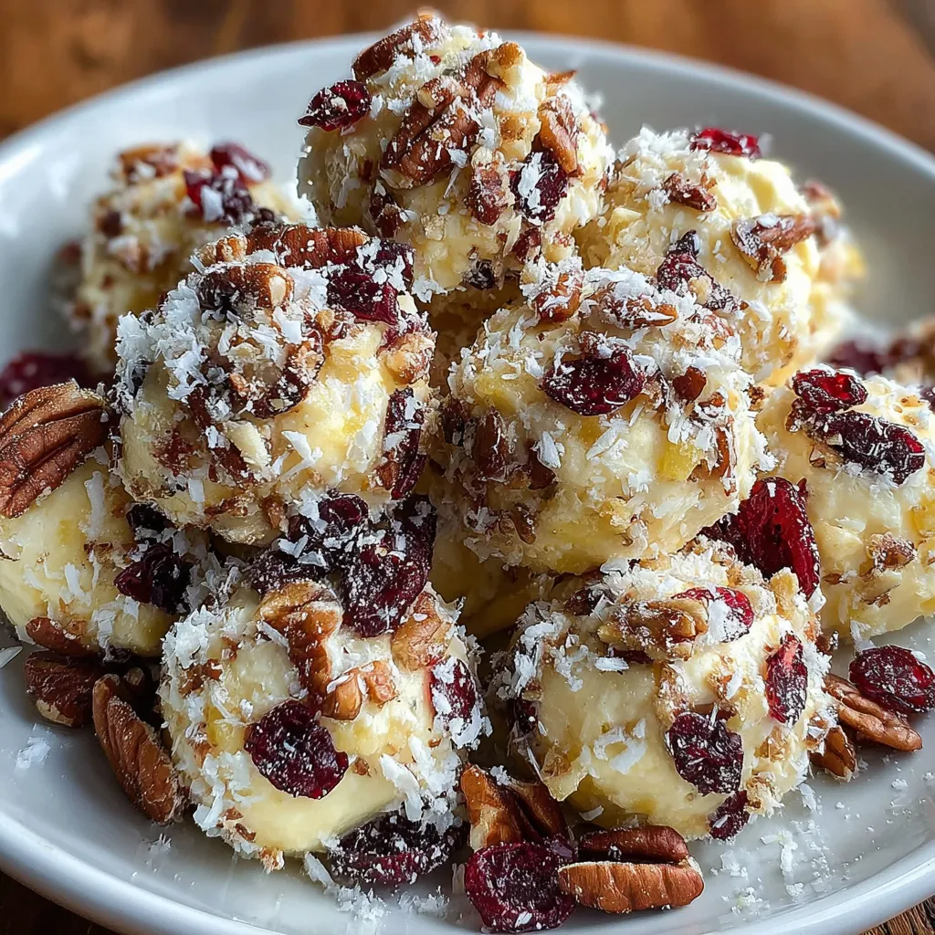 Mini Pineapple Cranberry Cheese Balls with Pecans