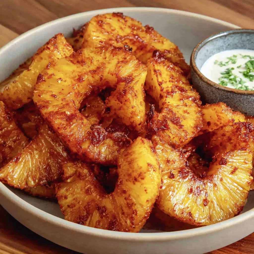 Air Fryer Pineapple with Chili Lime Dip