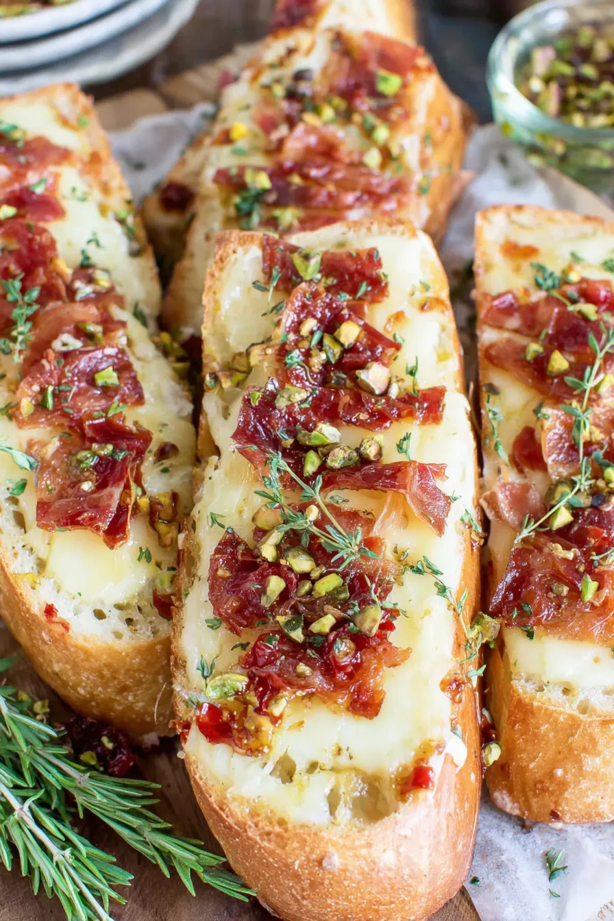 Crispy prosciutto nests and chopped pistachios on a board