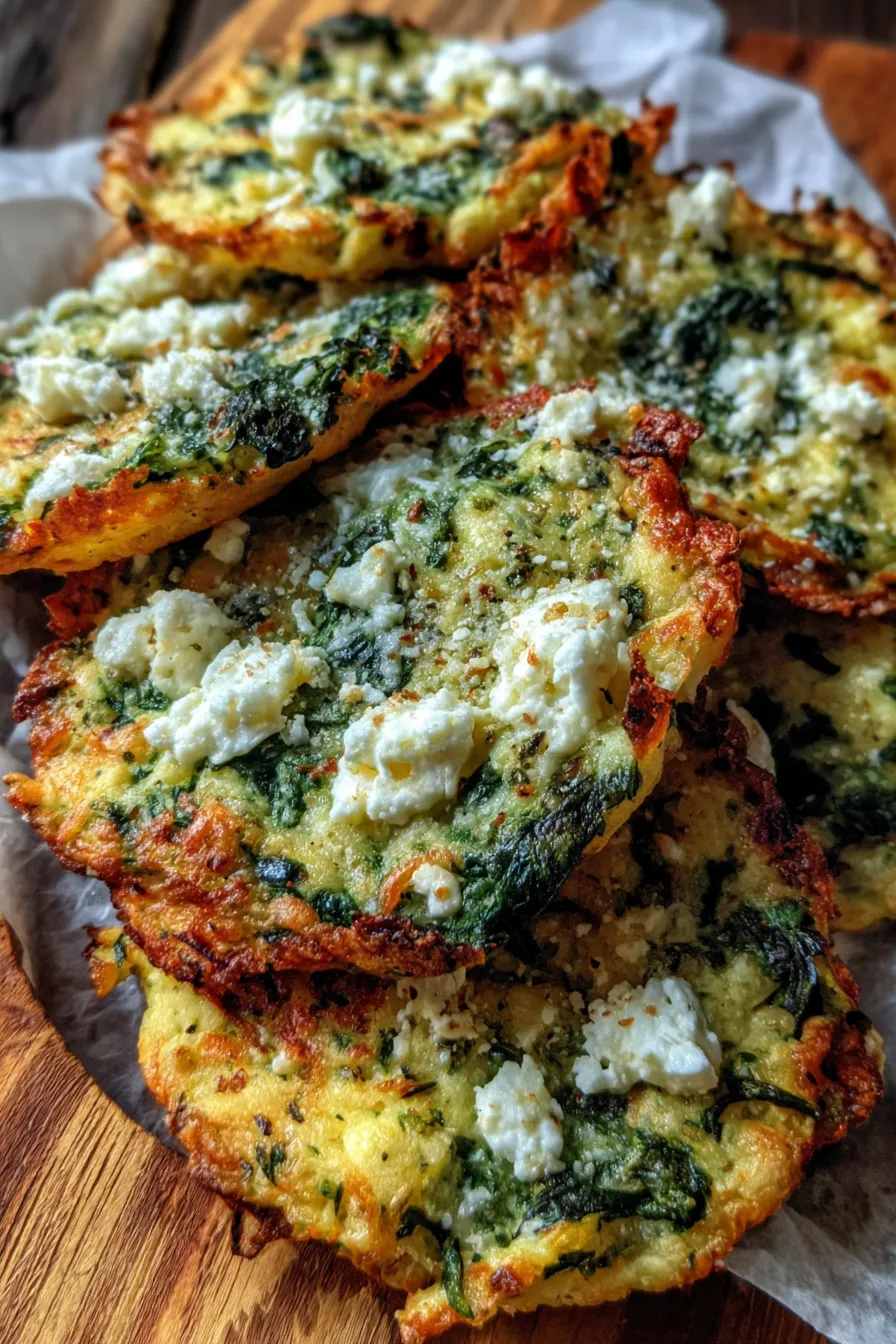 Mediterranean spinach feta crisps on parchment ready to bake