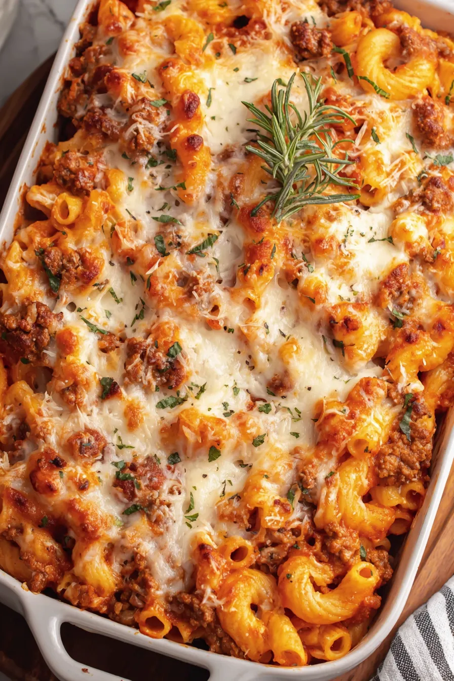 Serving scoop of baked ziti