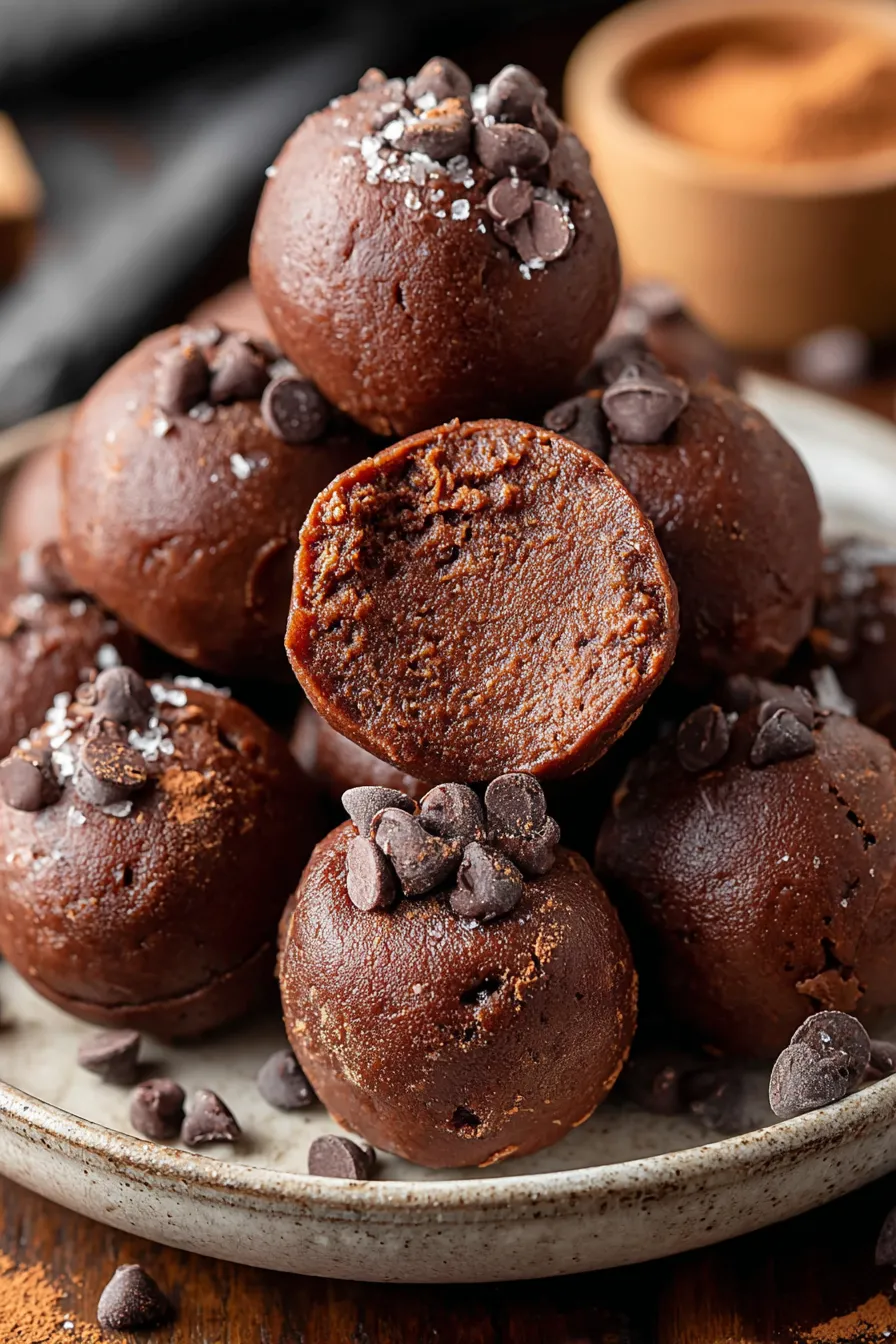 Close-up of a single brownie bite showing texture