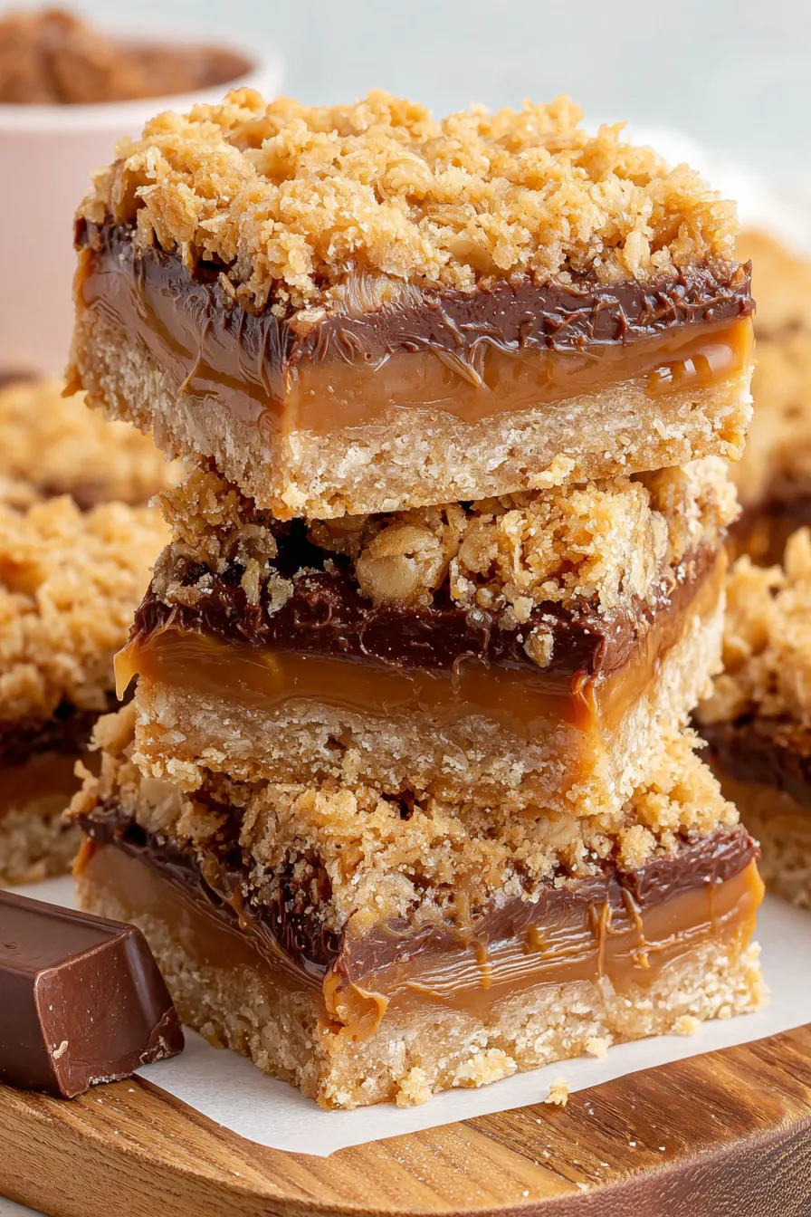 Sliced carmelitas on cutting board