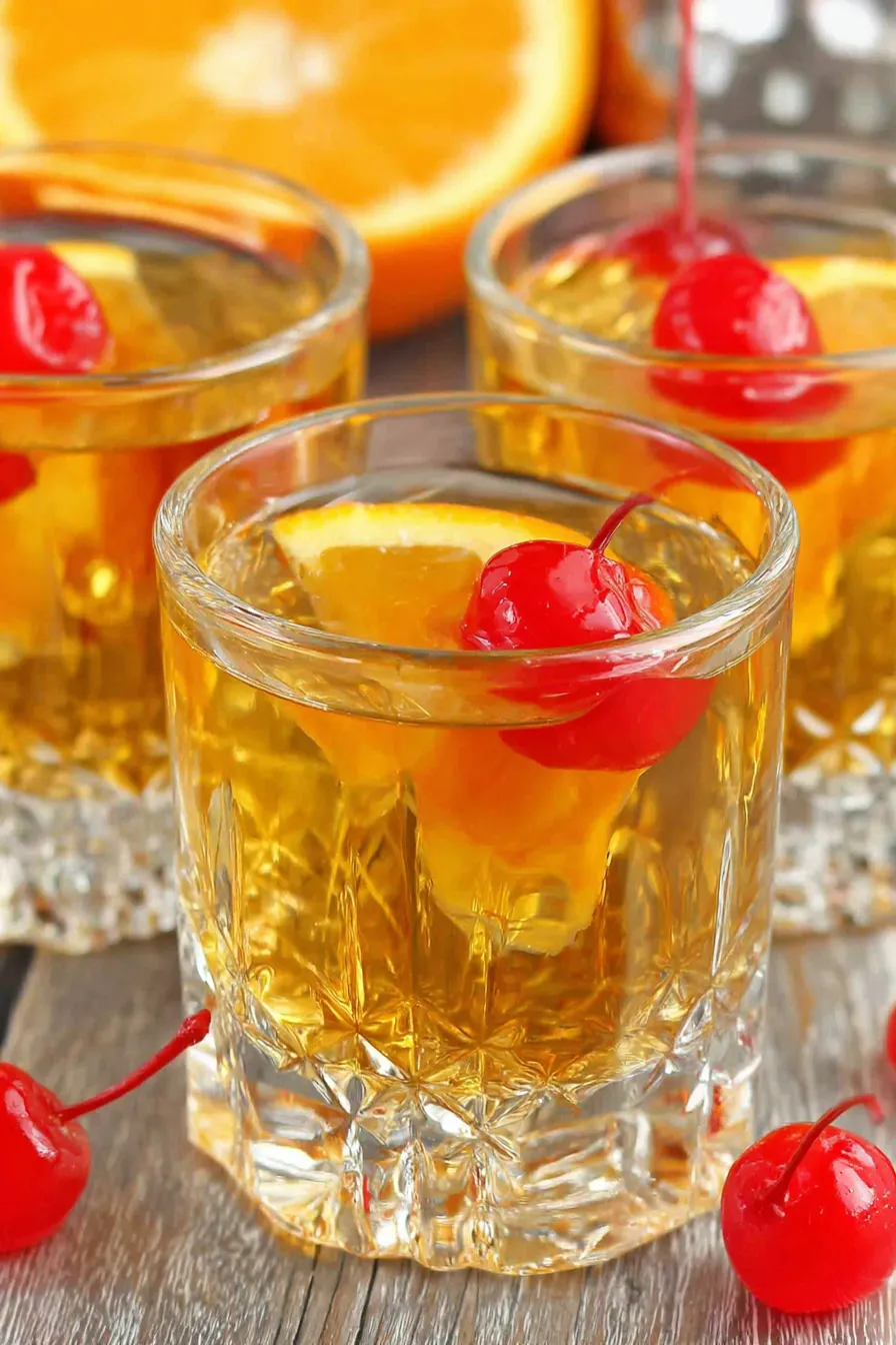 Finished shots with orange peel garnish