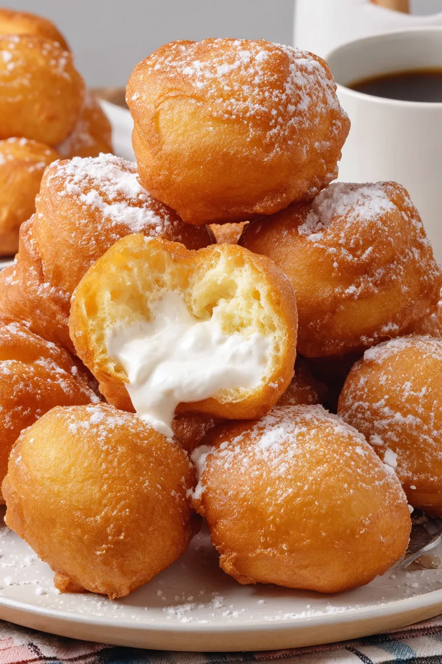 Golden fried marshmallows cooling on rack