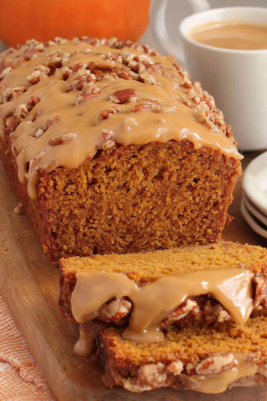 Sliced maple pumpkin bread on a cooling rack