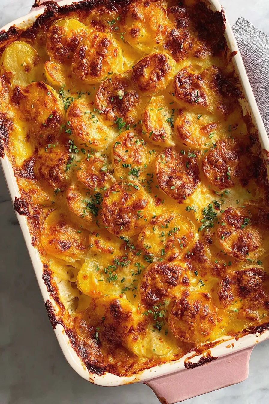 Sliced potato layers ready for cream