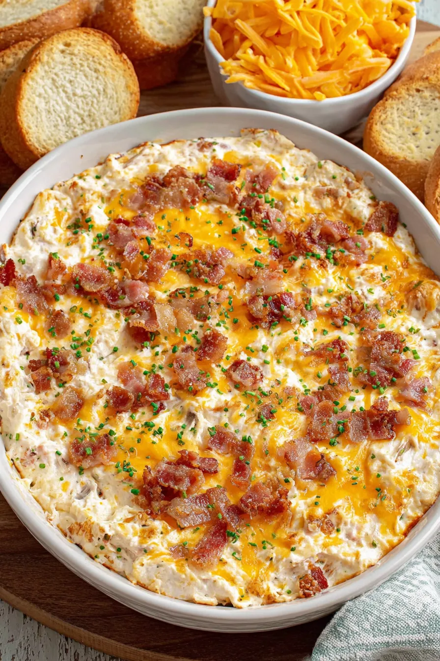 Baked crack chicken dip in baking dish