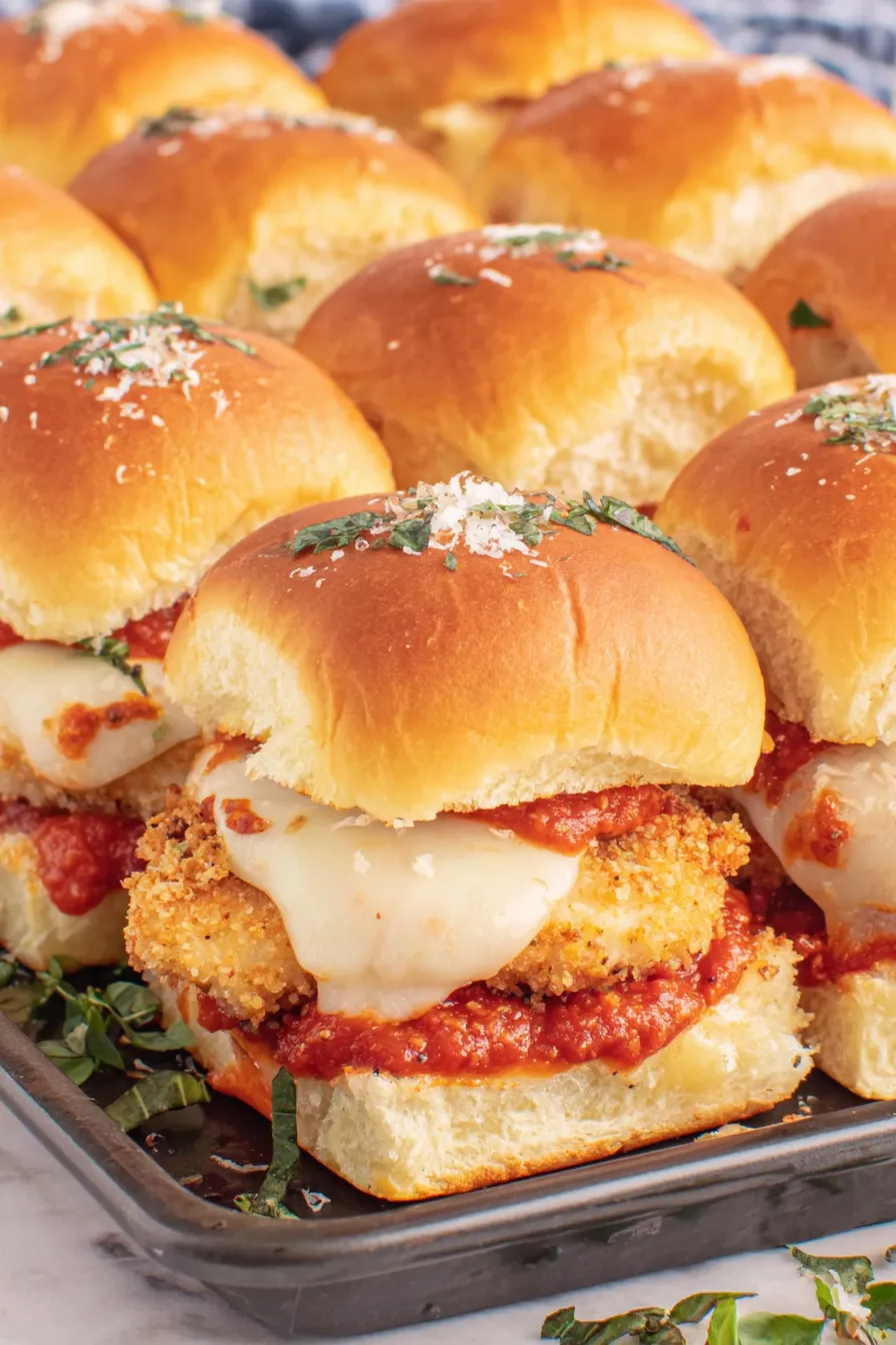 Close-up of a slider with melted cheese