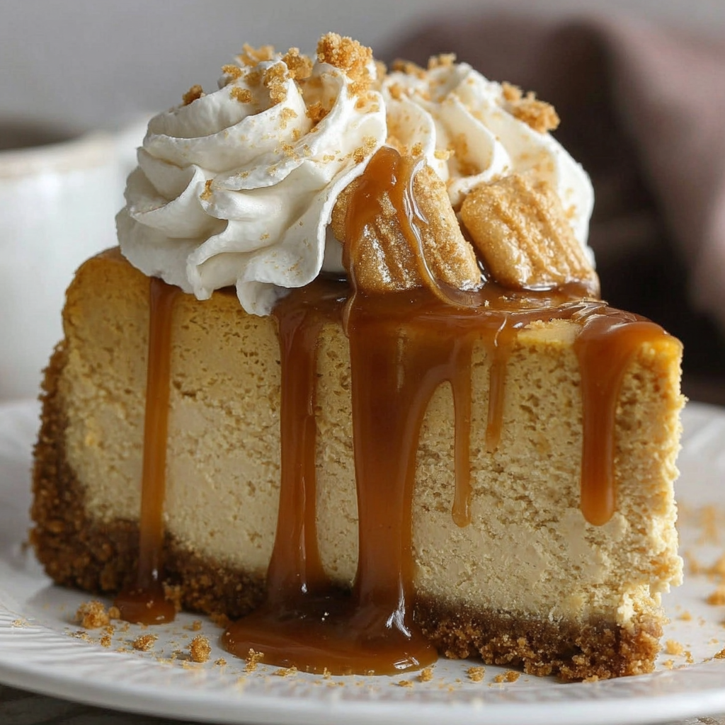 Cheesecake batter being poured into a springform pan over a graham crust