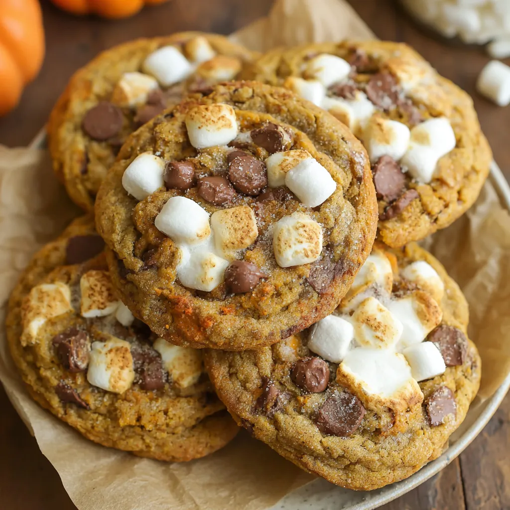 Warm Pumpkin S'mores Cookies on a cooling rack