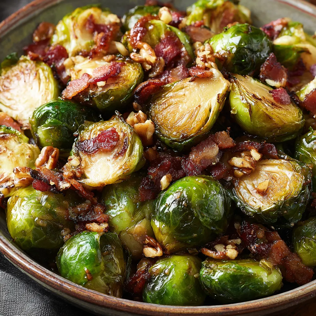 Roasted Brussels Sprouts with Bacon & Maple Balsamic Glaze