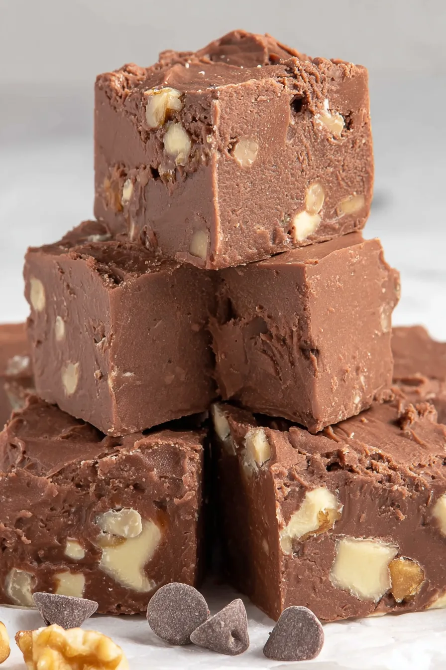 Close-up of cut fantasy fudge squares
