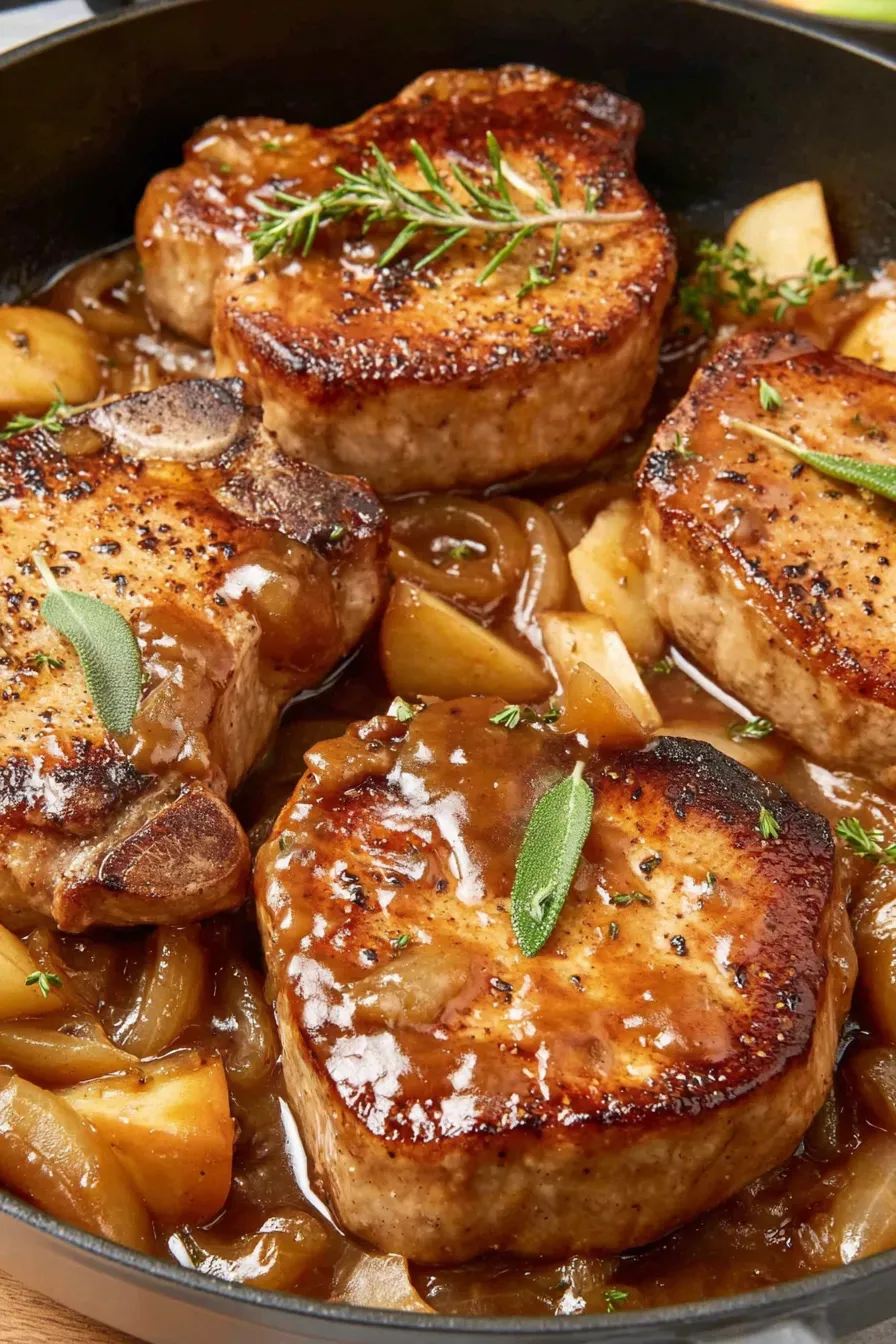 Pork chops in apple butter sauce