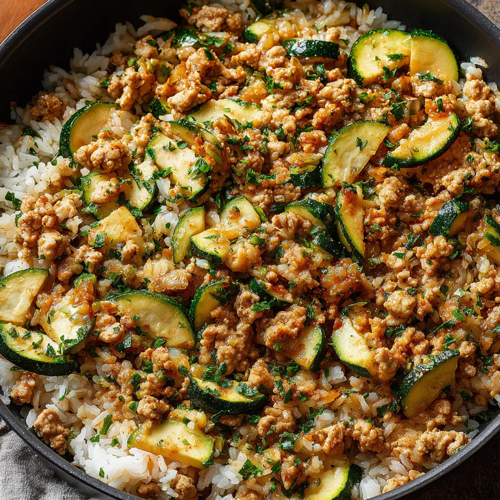 Ground Chicken Zucchini Rice Skillet
