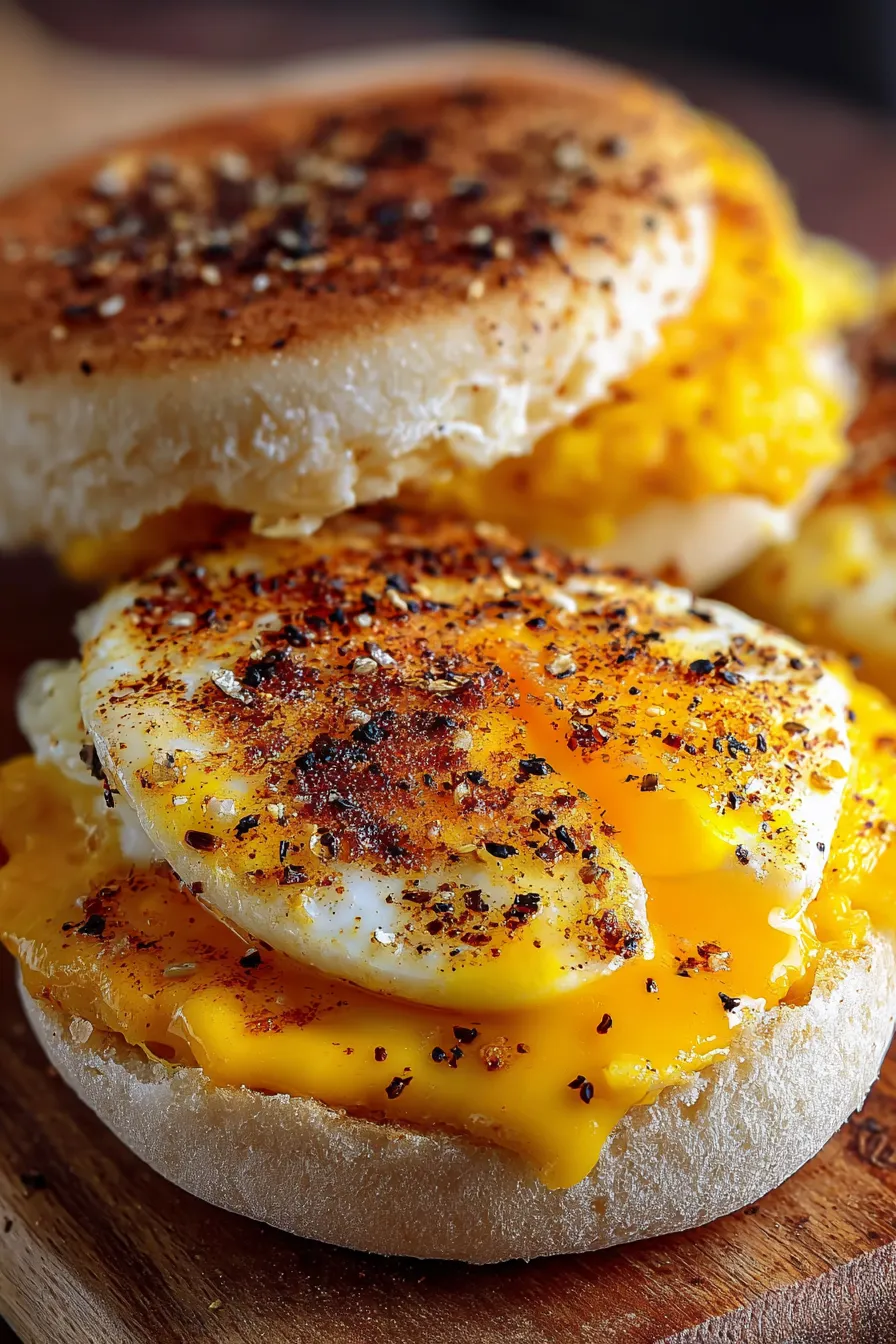 Egg sandwich muffin with melted cheese