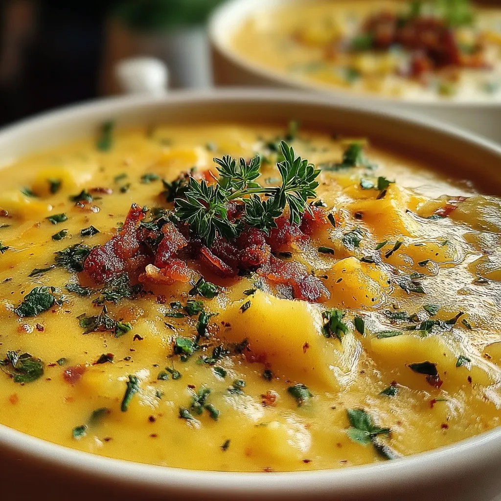 Cheddar Garlic Herb Potato Soup