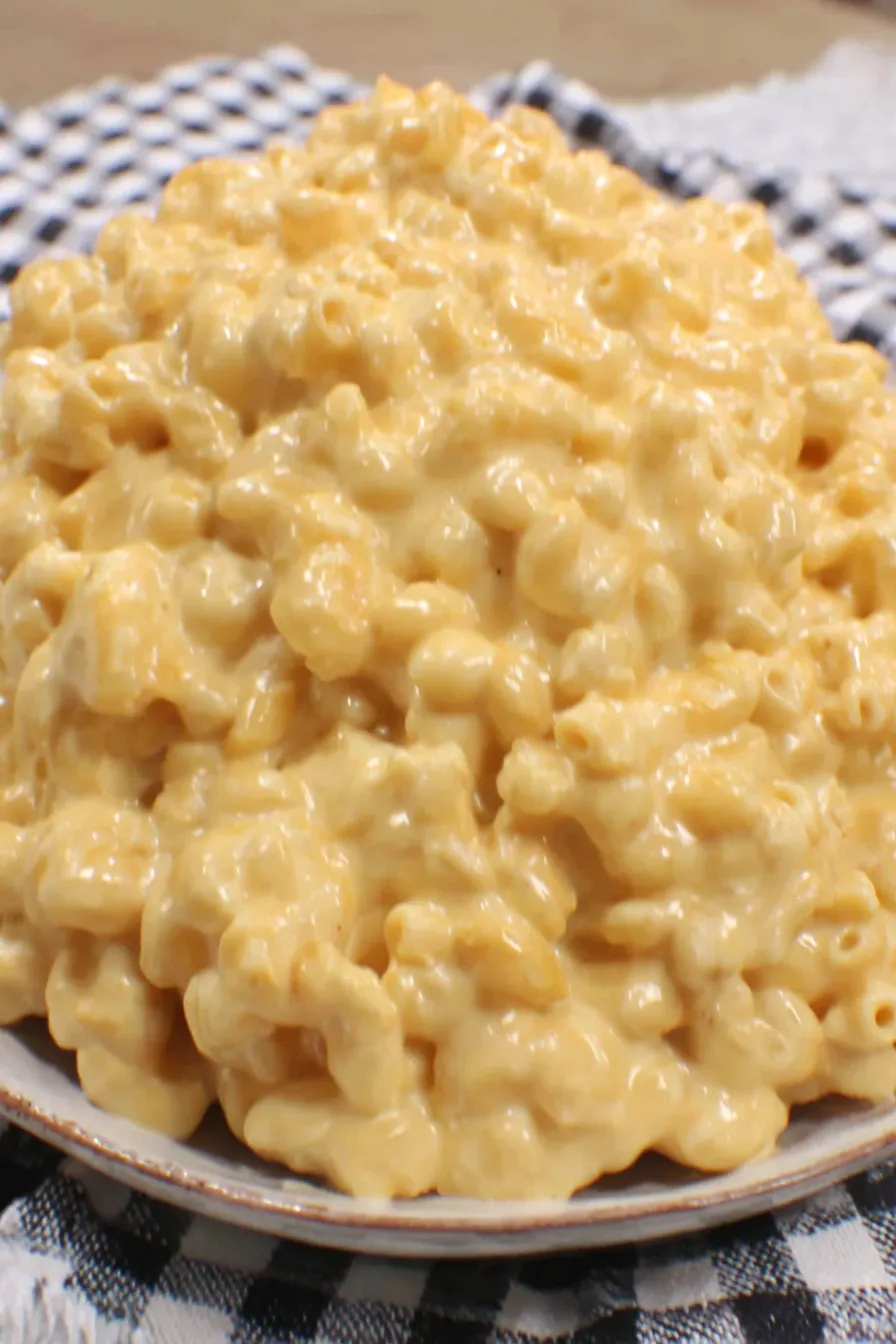 Close up of cheesy elbow macaroni