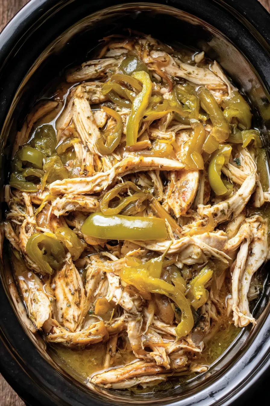 Shredded Mississippi Chicken served on a sandwich roll