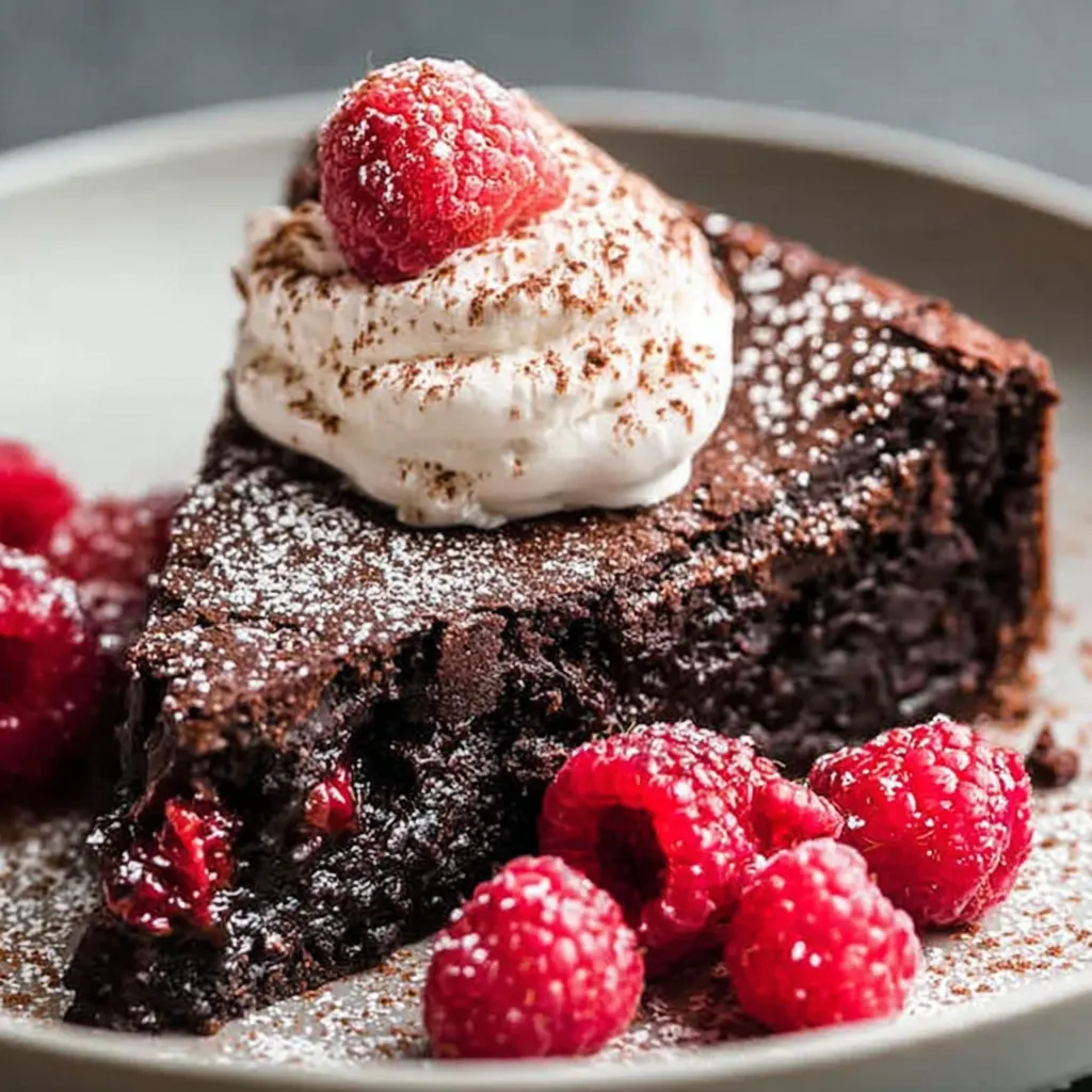 Flourless Chocolate Cake with Mocha Whipped Cream