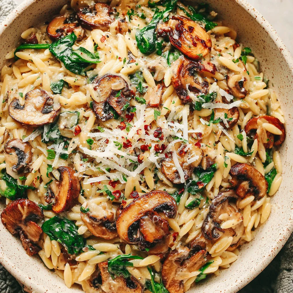 Creamy Garlic Mushroom Orzo
