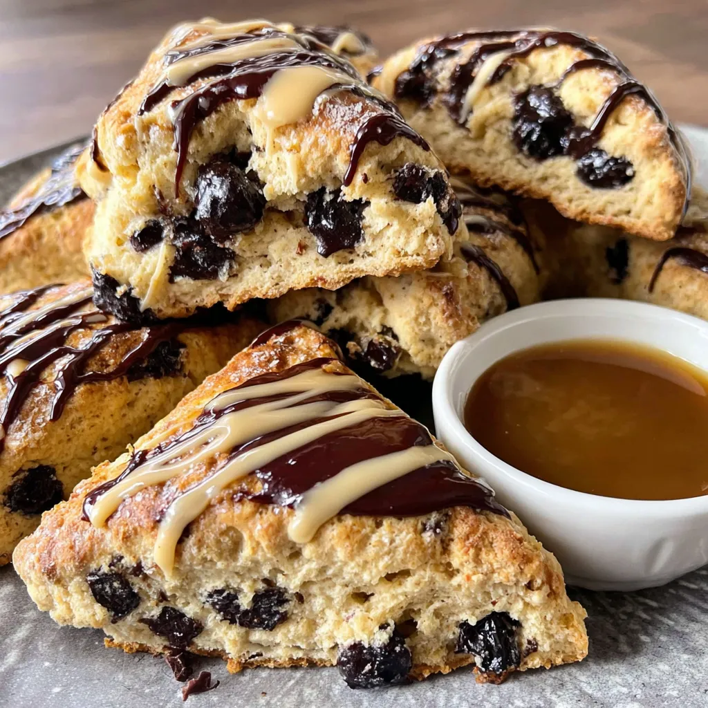 Chocolate Chip Espresso Scones with Espresso Glaze