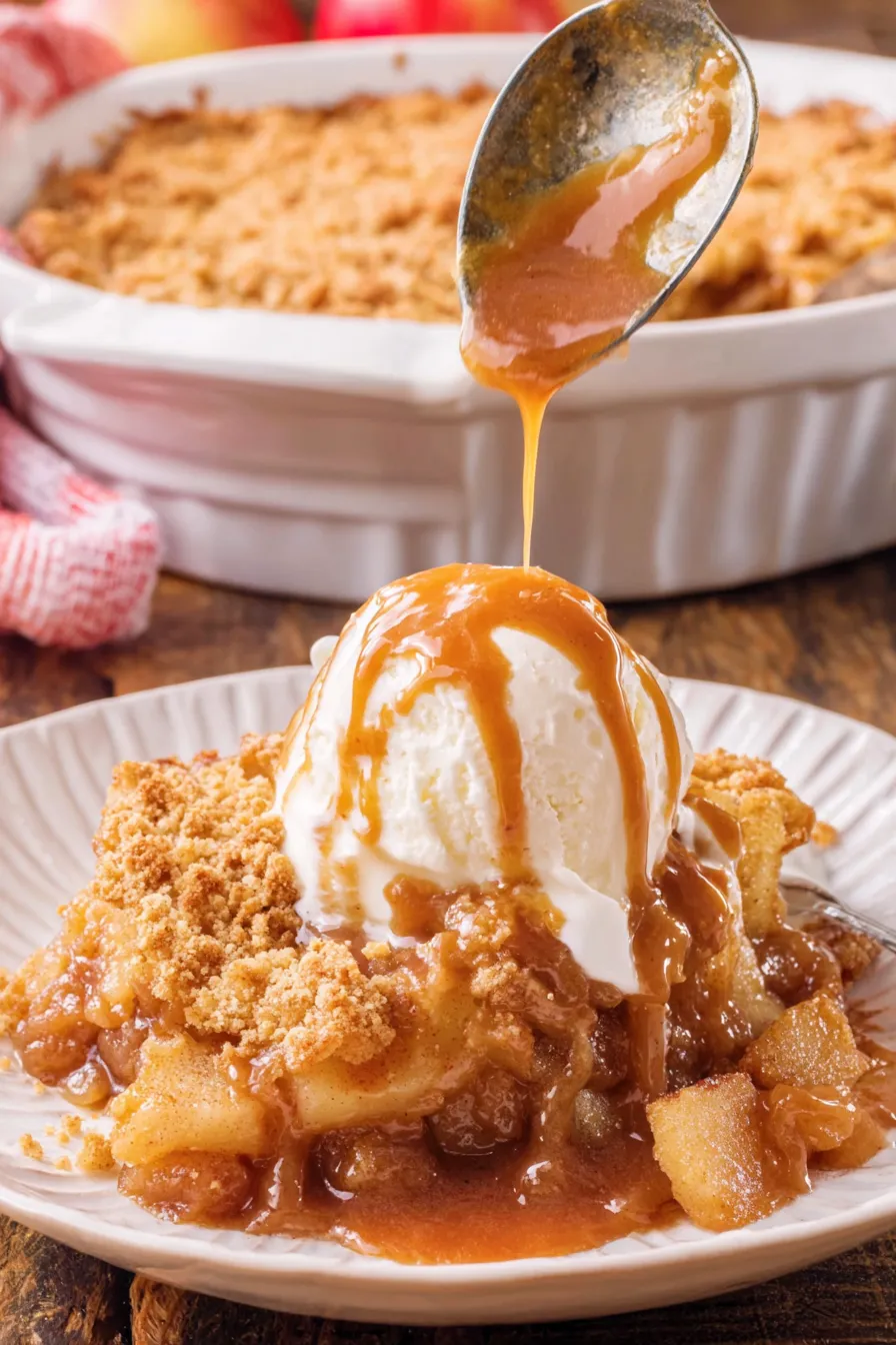 Close up of bubbling apple and caramel filling