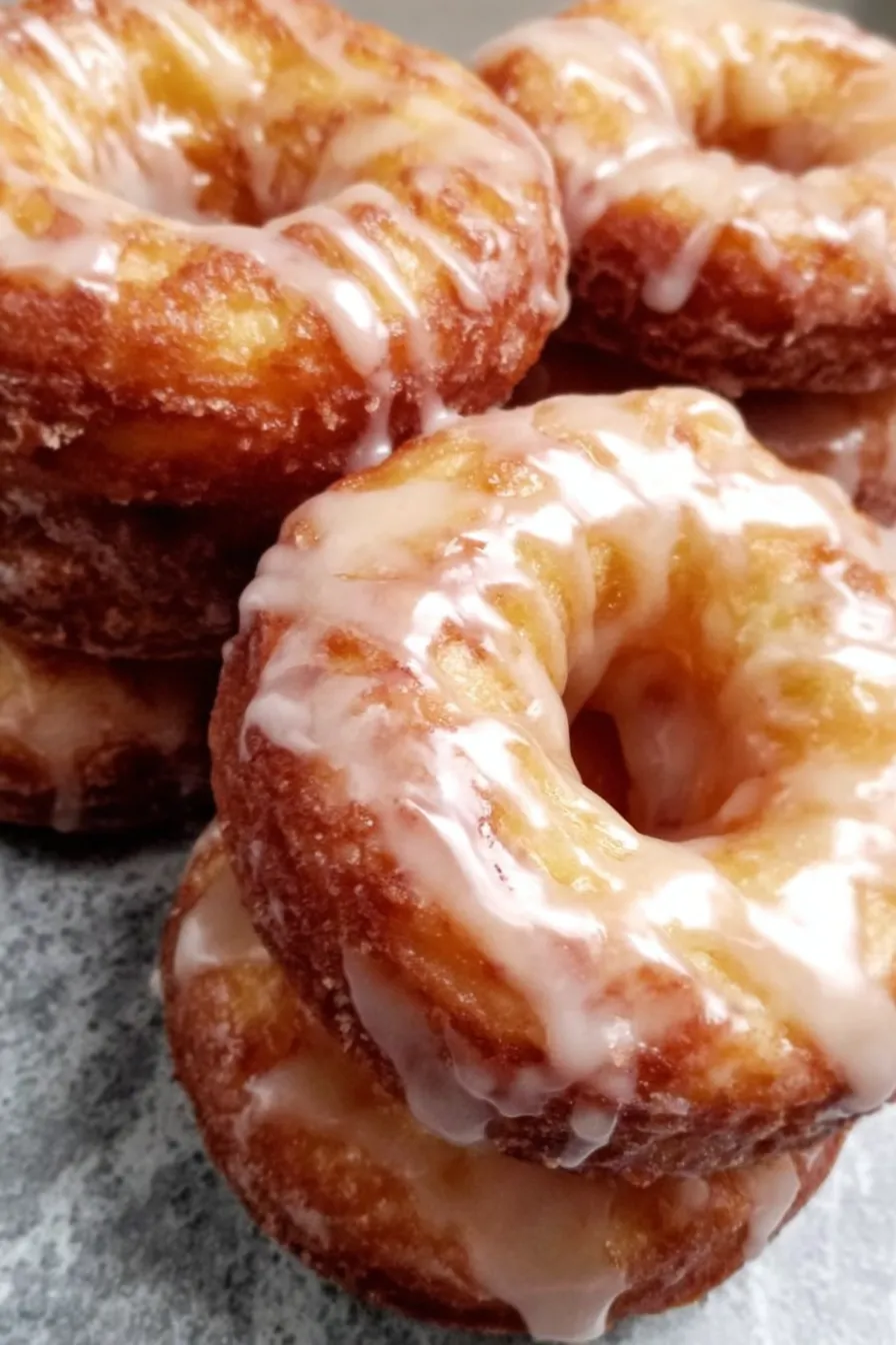 Baked apple donuts cooling on a rack