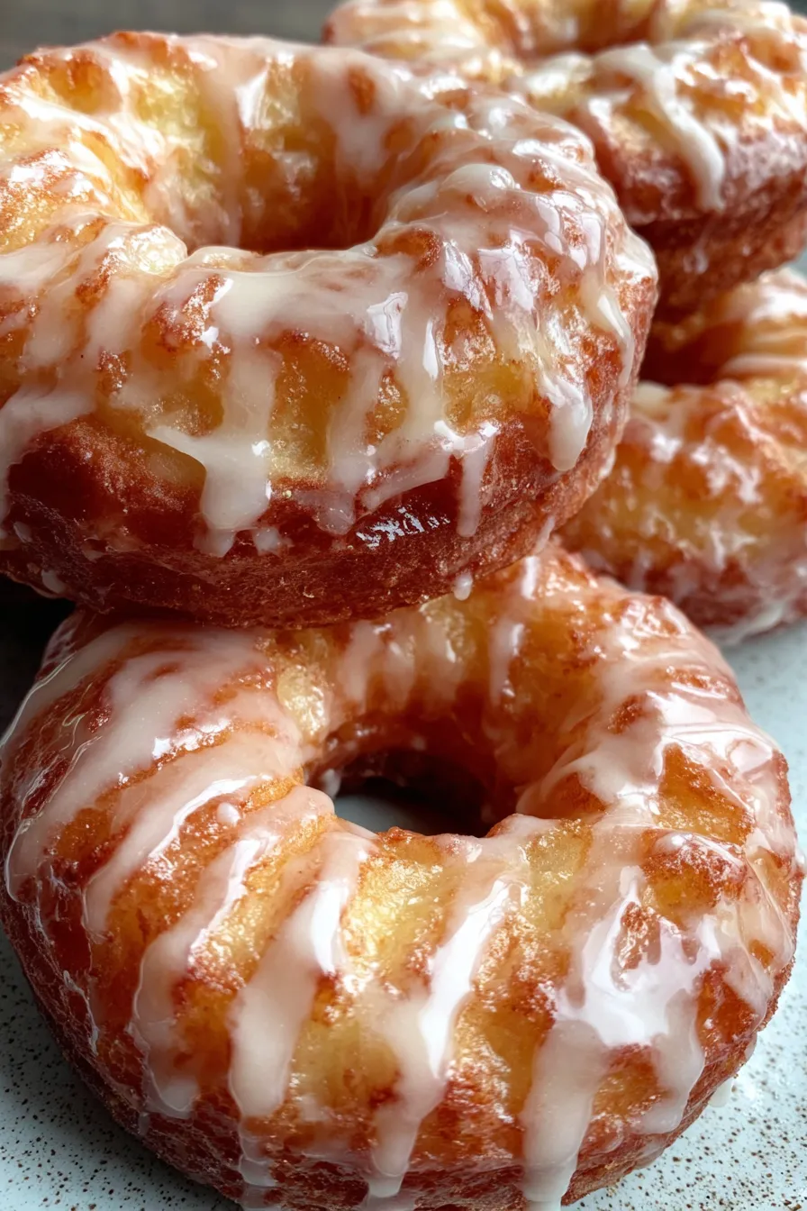Close-up of glazed apple donuts