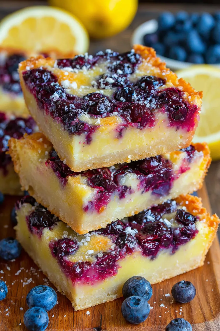 Lemon blueberry bars on parchment