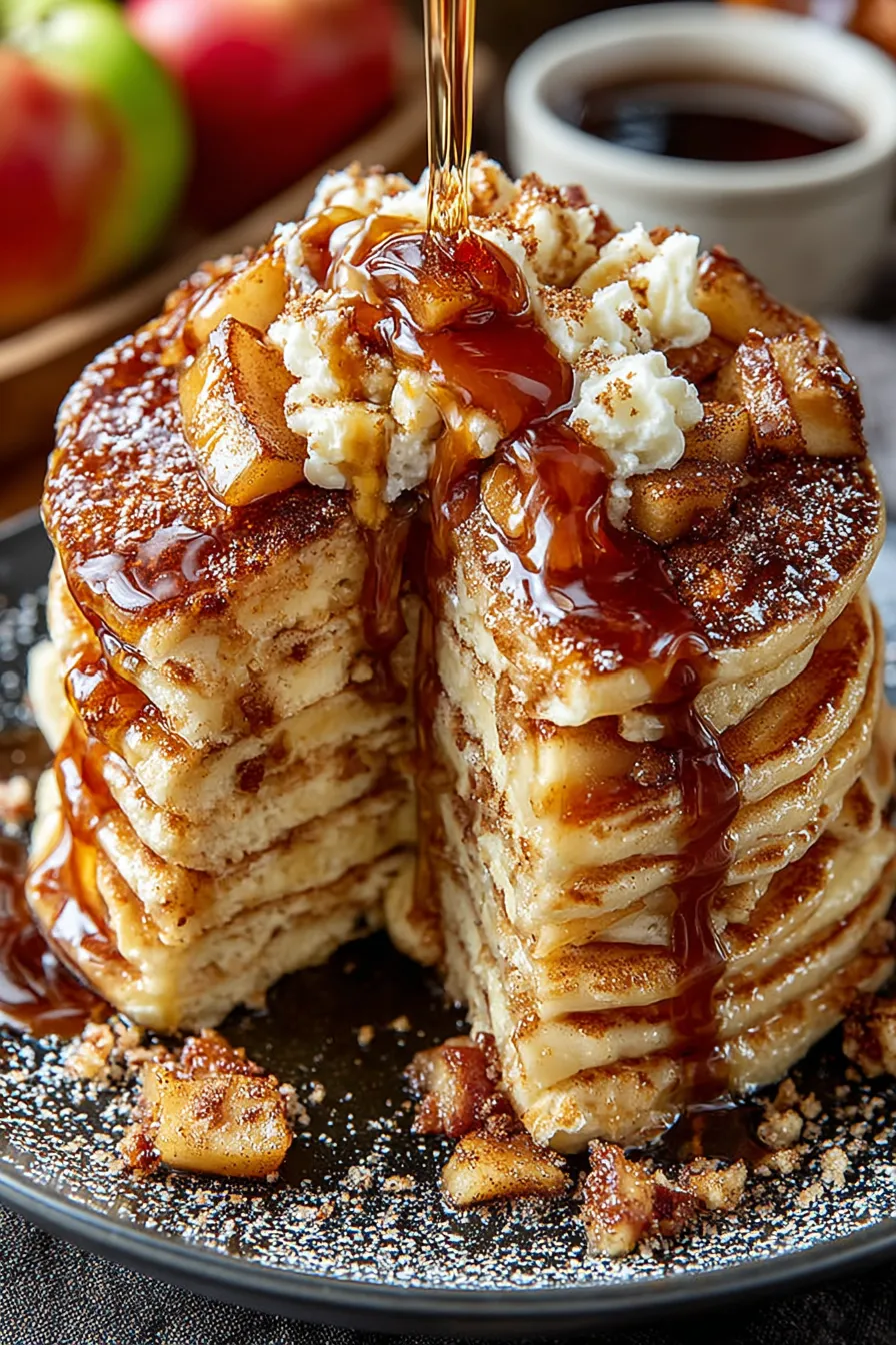 Close-up of apple pieces in batter