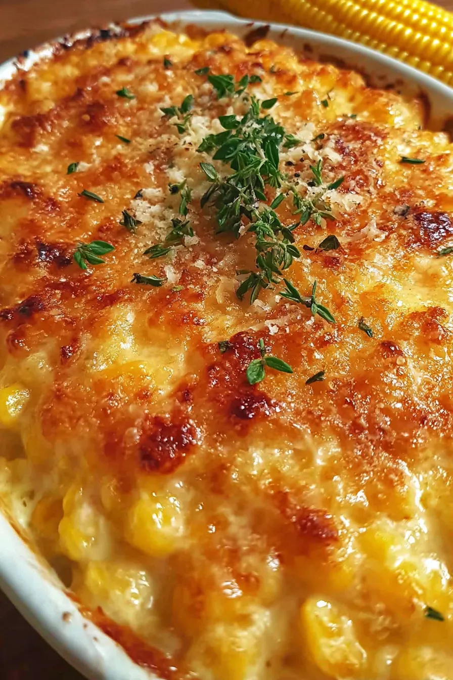 Honey-Glazed Corn Casserole fresh from the oven